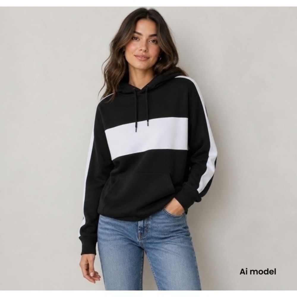 H&M Black And White Hoodie Women Small